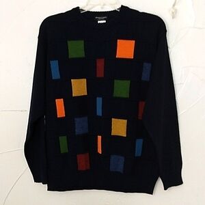 Vintage Franco Danti Men's Sweater Size Large Multicolor‎ Patchwork Crewneck